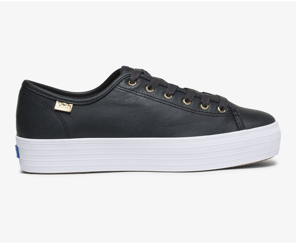 Basket Keds Femme Noir - Triple Kick Luxe Cuir - 407-DWGLMX